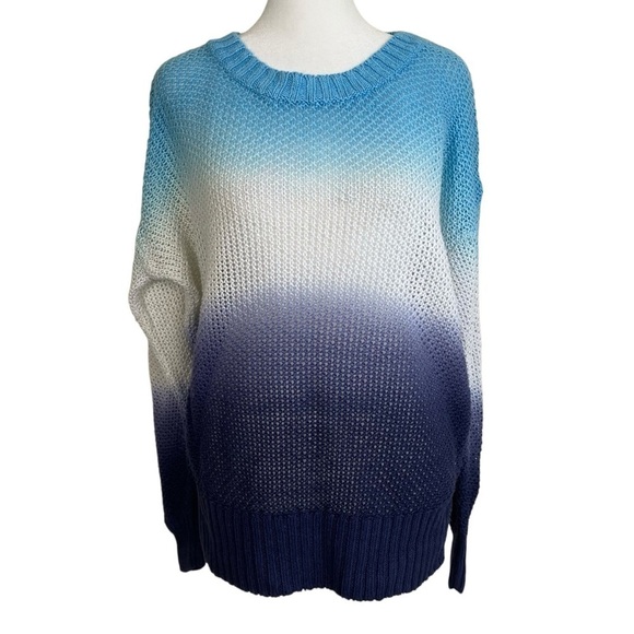 J. Crew Dip Dyed Beach Sweater Linen Crewneck Open Knit Coastal Relaxed Resort S - Picture 2 of 16